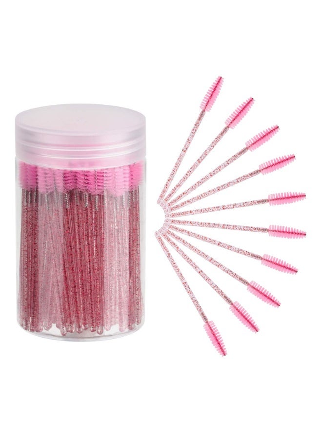 فرشاة رموش ذات مرة واحدة 100PCS، فرش المكياج Mascara Wands، مجموعات تطبيقات الرموش وفرشاة الحواجب مع الحاوية - Image 1