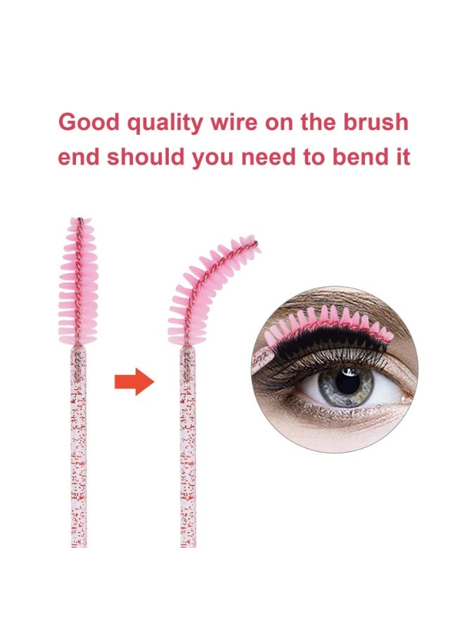 فرشاة رموش ذات مرة واحدة 100PCS، فرش المكياج Mascara Wands، مجموعات تطبيقات الرموش وفرشاة الحواجب مع الحاوية - Image 2
