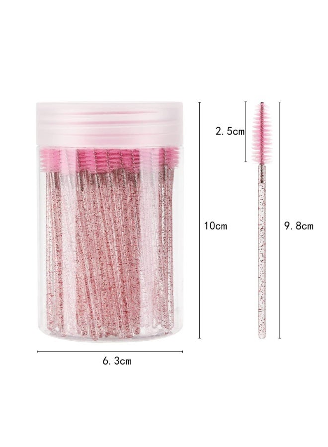 فرشاة رموش ذات مرة واحدة 100PCS، فرش المكياج Mascara Wands، مجموعات تطبيقات الرموش وفرشاة الحواجب مع الحاوية - Image 4