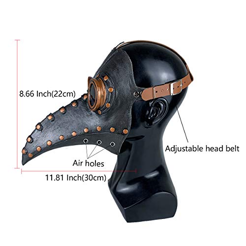 Stegosaurus Plague Doctor Bird Mask Long Nose Beak Cosplay Steampunk Halloween Costume Props Latex Material - Image 2