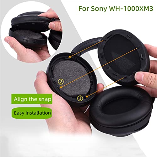 Saipomor WH-1000XM3 Ear Cushions Replacement Noise Isolation Ear Pads Compatible with Sony WH1000XM3 Wireless Noise Canceling Over-Ear Headphones- Added Thickness & Plastic Stick(Black) - Image 4