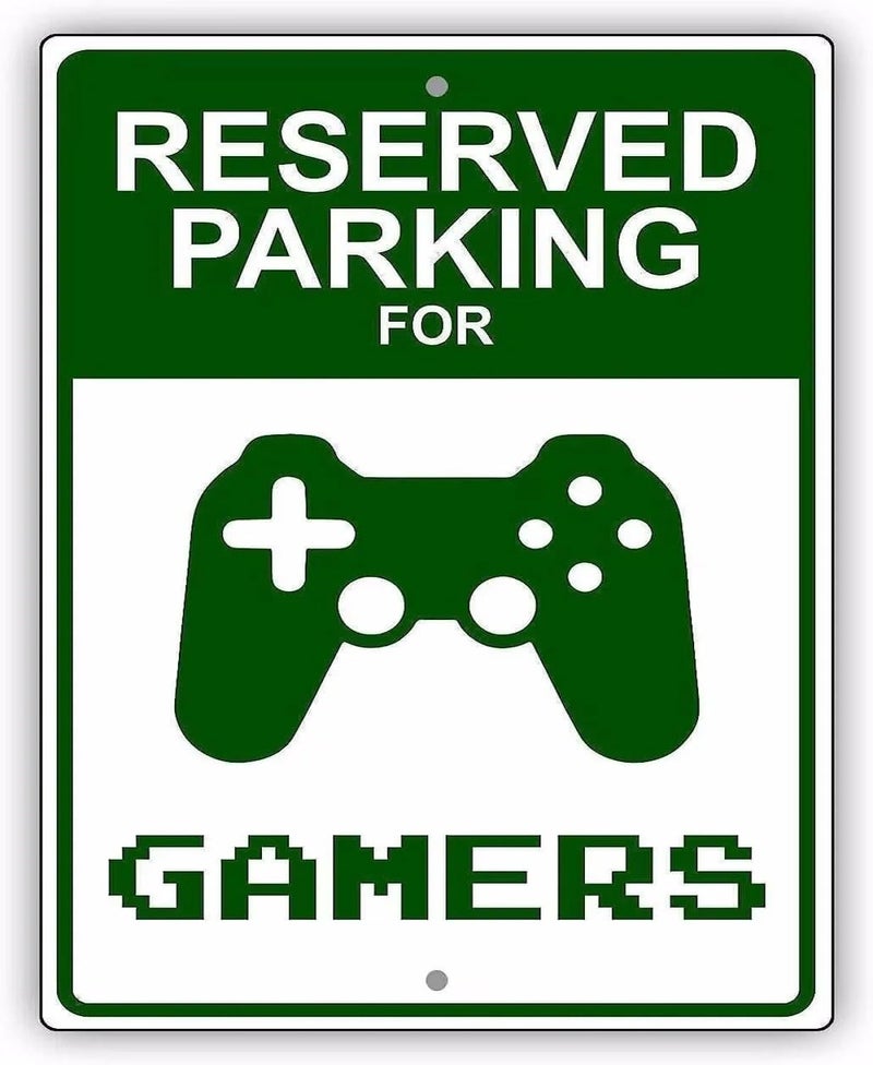 JACKGOLD Man Cave Decor Gamer Signs And Reserved Parking For Gamers X-box Video Game Novelty Metal Sign Gamer Wall For Bedroommetal Sign Gift Size 12x8 Inch Vintage - Image 1