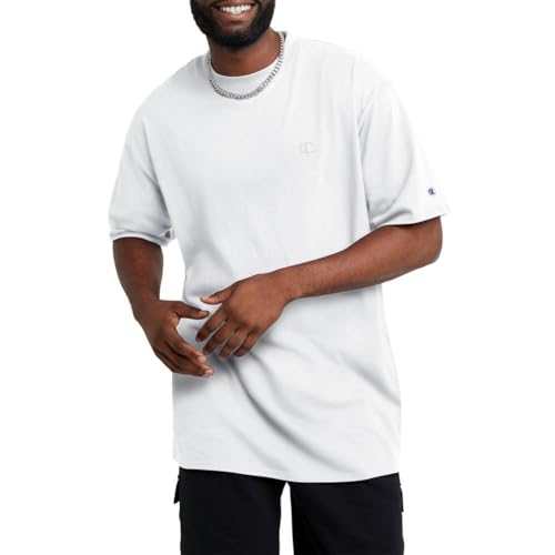 Champion Men's Classic Short Sleeve T-Shirt, Standard Fit, Midweight 100% Cotton, Available in Regular and Big & Tall, Bright White, Large - Image 3