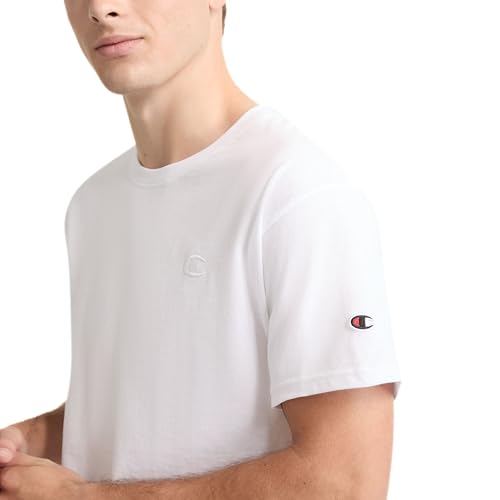 Champion Men's Classic Short Sleeve T-Shirt, Standard Fit, Midweight 100% Cotton, Available in Regular and Big & Tall, Bright White, Large - Image 4