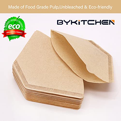 BYKITCHEN Size 4 Coffee Filters, 8-12 Cup, Set of 200, Coffee Filters 4 Cone Paper, Natural Unbleached Paper Filters for Pour Over Coffee Dripper and Coffee Maker - Image 3