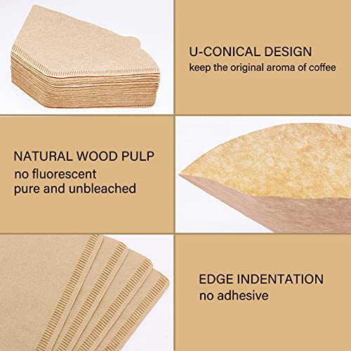 BYKITCHEN Size 4 Coffee Filters, 8-12 Cup, Set of 200, Coffee Filters 4 Cone Paper, Natural Unbleached Paper Filters for Pour Over Coffee Dripper and Coffee Maker - Image 4