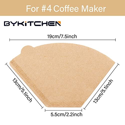 BYKITCHEN Size 4 Coffee Filters, 8-12 Cup, Set of 200, Coffee Filters 4 Cone Paper, Natural Unbleached Paper Filters for Pour Over Coffee Dripper and Coffee Maker - Image 2