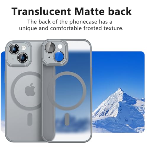 Tobfit Magnetic Case for iPhone 14 6.1-Inch Compatible with MagSafe, Translucent Matte Back Slim Shockproof Phone Cover for iPhone 14,Gray - Image 3
