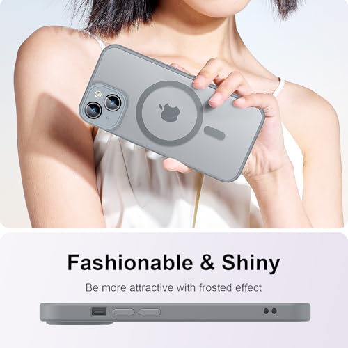 Tobfit Magnetic Case for iPhone 14 6.1-Inch Compatible with MagSafe, Translucent Matte Back Slim Shockproof Phone Cover for iPhone 14,Gray - Image 5
