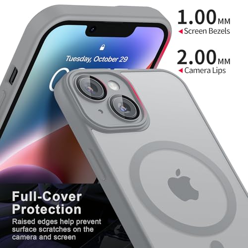 Tobfit Magnetic Case for iPhone 14 6.1-Inch Compatible with MagSafe, Translucent Matte Back Slim Shockproof Phone Cover for iPhone 14,Gray - Image 4