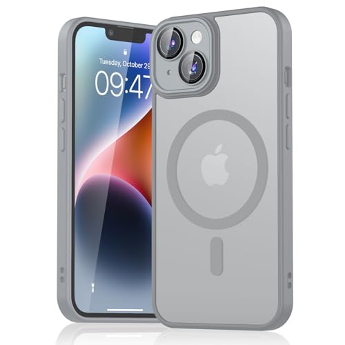 Tobfit Magnetic Case for iPhone 14 6.1-Inch Compatible with MagSafe, Translucent Matte Back Slim Shockproof Phone Cover for iPhone 14,Gray - Image 1
