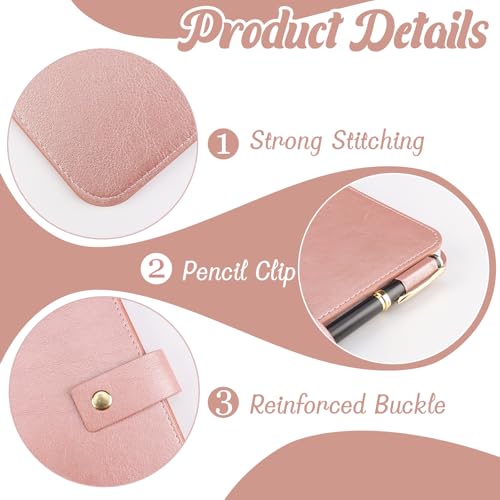 SKLENICE PU Leather Composition Notebook Cover 9 3/4 X 7 1/2 in With Composition Book 100 Sheets Vintage Rustic Distressed PU Leather Journal Notebook Cover Portfolio For Office Home (Rose Pink) - Image 3