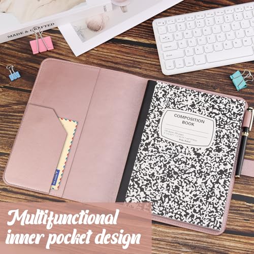 SKLENICE PU Leather Composition Notebook Cover 9 3/4 X 7 1/2 in With Composition Book 100 Sheets Vintage Rustic Distressed PU Leather Journal Notebook Cover Portfolio For Office Home (Rose Pink) - Image 4