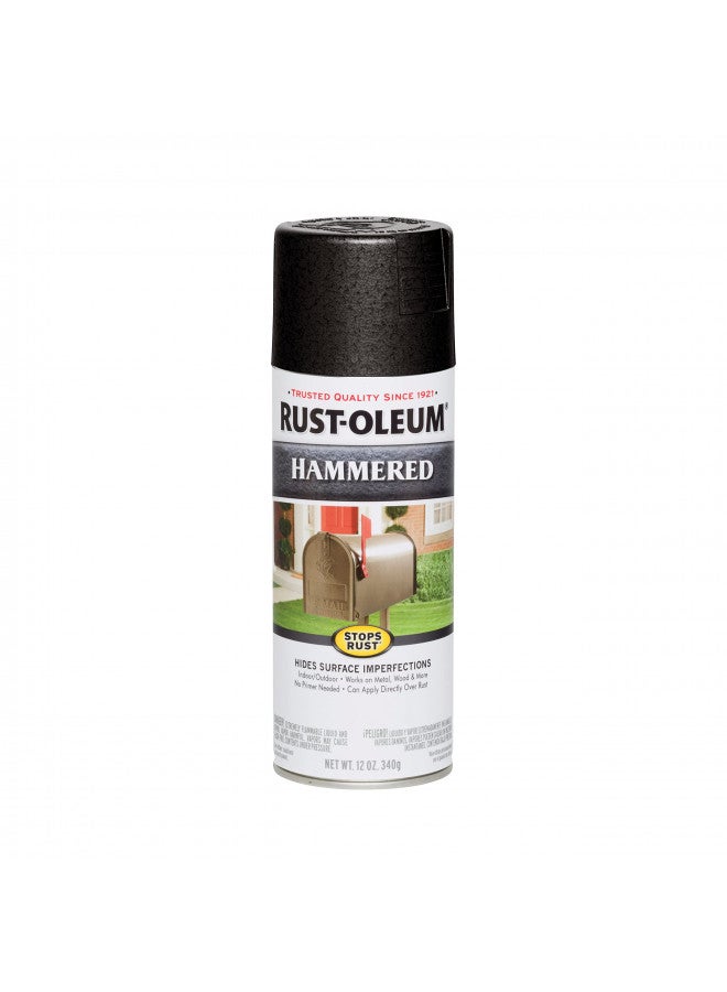 RUST-OLEUM رش طلاء مقاوم للصدأ من راست-أوليوم 7215830، 12 أونصة، أسود، (عبوة من 1)  - Image 1