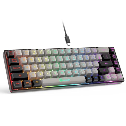 GEODMAER 65% Gaming Keyboard, Wired Backlit Mini Keyboard, Ultra-Compact Anti-Ghosting No-Conflict 68 Keys Membrane Gaming Wired Keyboard for PC Laptop Windows Gamer - Image 1