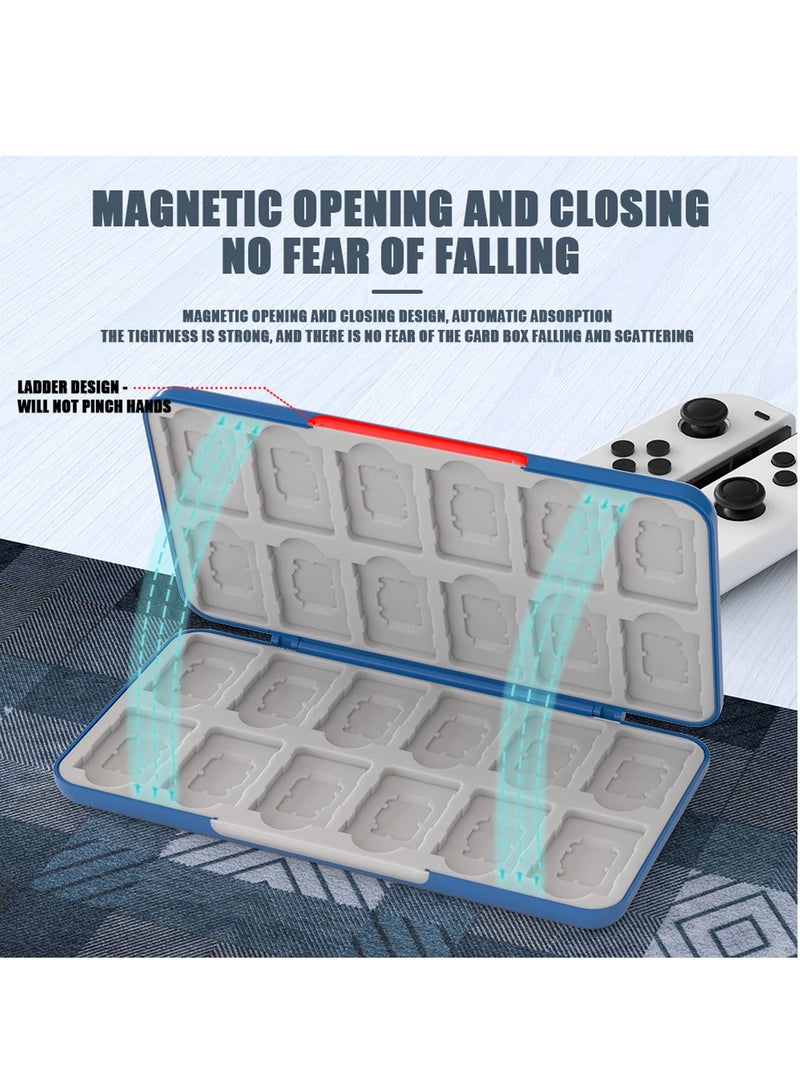 Portable Game Card Case for Nintendo Switch OLED, Holds 24 Game Cards and 24 Micro SD Cards, Carbon Fiber Design with Silicone Lining - Image 4