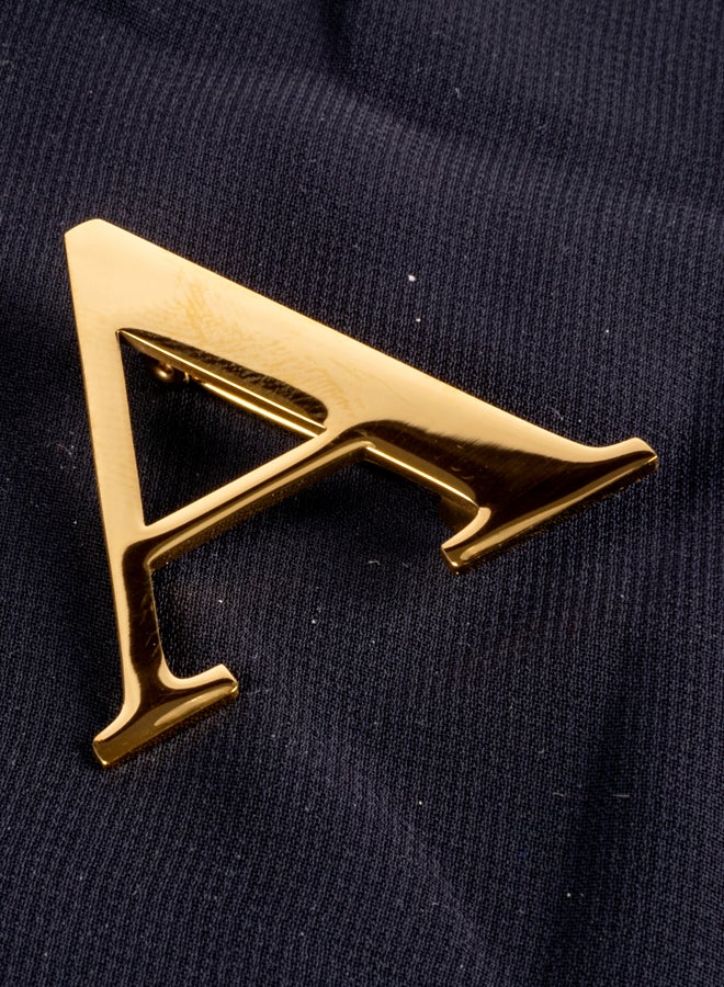 The Black Pearl Accessories "A" Letter Stainless Steel Golden Brooch - Image 1