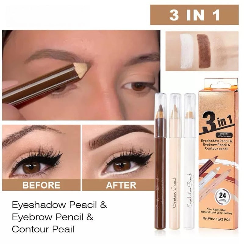UOCK Eyebrow Lift Highlighting & Contour Pencil Set - 3 Eye Makeup Pencils, Fill & Define Eyebrows, For Women - Image 5