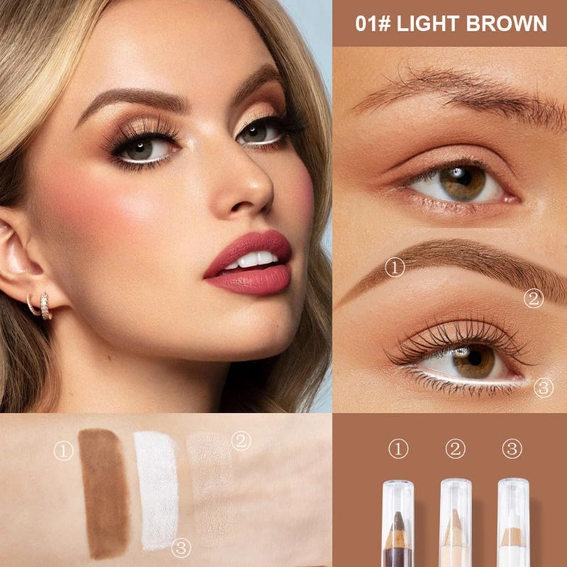 UOCK Eyebrow Lift Highlighting & Contour Pencil Set - 3 Eye Makeup Pencils, Fill & Define Eyebrows, For Women - Image 2