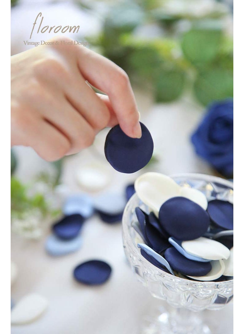Floroom Floroom 300pcs Silk Rose Petals Dusty Blue Navy Flower Petals for Wedding Flower Girl Basket Aisle Scatter Dinner Table Centerpieces Party Confetti Decoration Romantic Night Home Decor  - Image 4