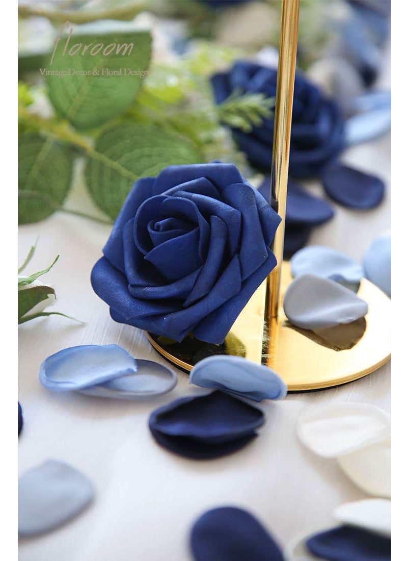 Floroom Floroom 300pcs Silk Rose Petals Dusty Blue Navy Flower Petals for Wedding Flower Girl Basket Aisle Scatter Dinner Table Centerpieces Party Confetti Decoration Romantic Night Home Decor  - Image 3