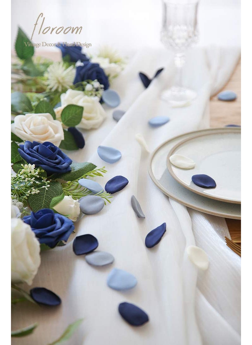 Floroom Floroom 300pcs Silk Rose Petals Dusty Blue Navy Flower Petals for Wedding Flower Girl Basket Aisle Scatter Dinner Table Centerpieces Party Confetti Decoration Romantic Night Home Decor  - Image 2