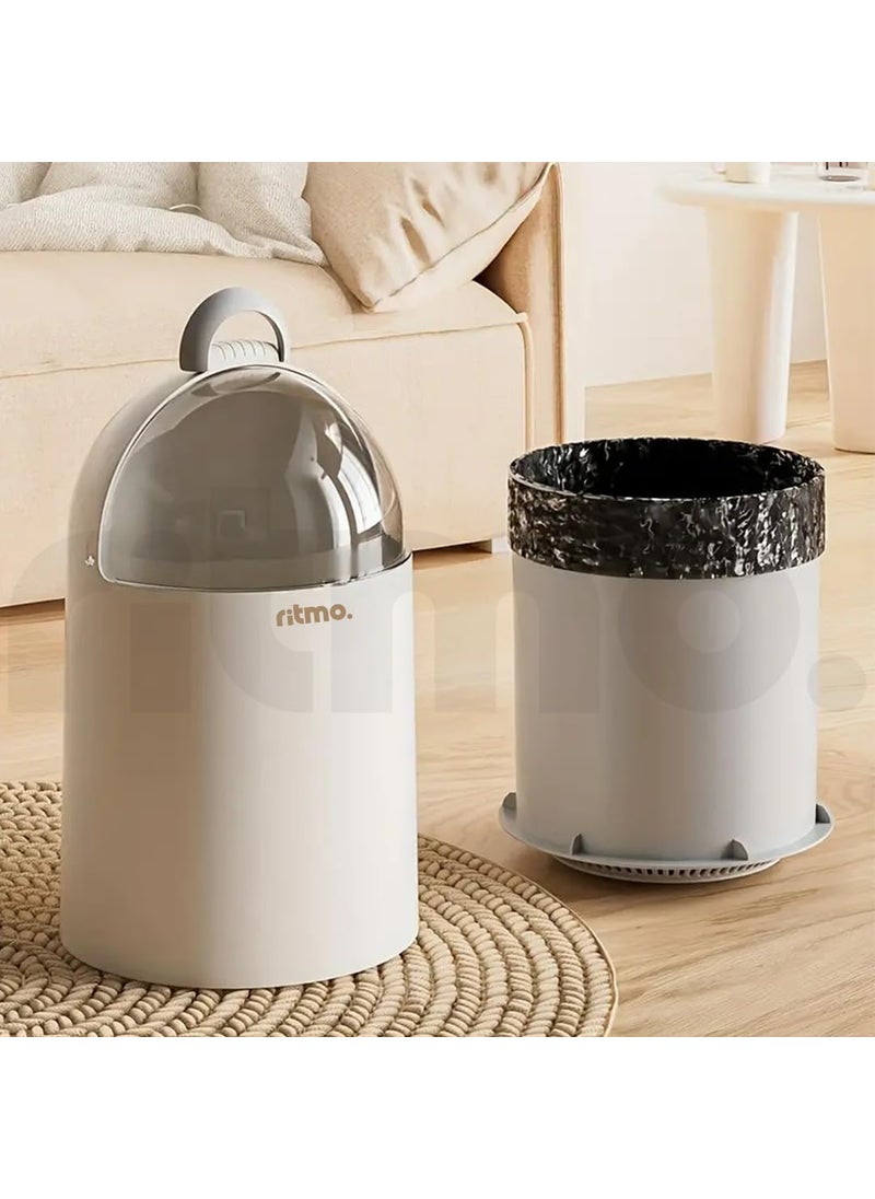Ritmo Ritmo Mini Trash Can with Lid Space Capsule Trash Can with Lid Desktop Trash Can Small Garbage Can Waste Bin Tabletop Storage Container Decorative Dustbin Holder for Home Office Kitchen Small  - Image 3