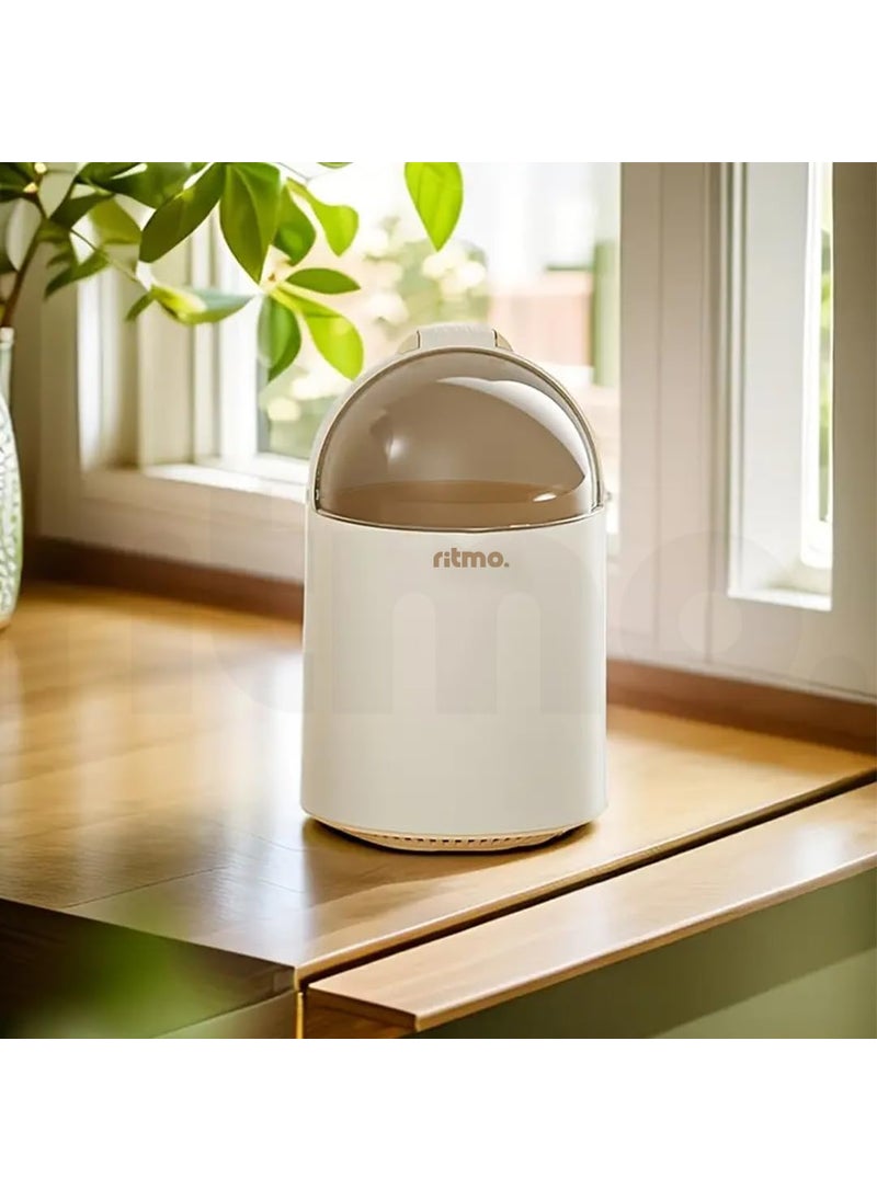 Ritmo Ritmo Mini Trash Can with Lid Space Capsule Trash Can with Lid Desktop Trash Can Small Garbage Can Waste Bin Tabletop Storage Container Decorative Dustbin Holder for Home Office Kitchen Small  - Image 1
