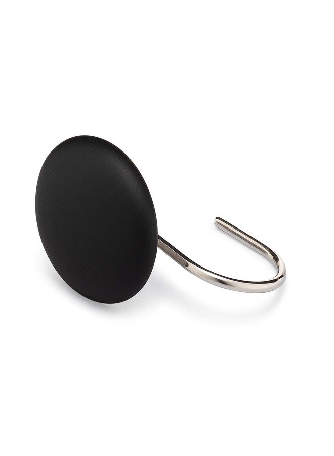 Essentra Home Matte Black 12-Piece Shower Curtain Hooks Set - Matte Black Collection - Image 2