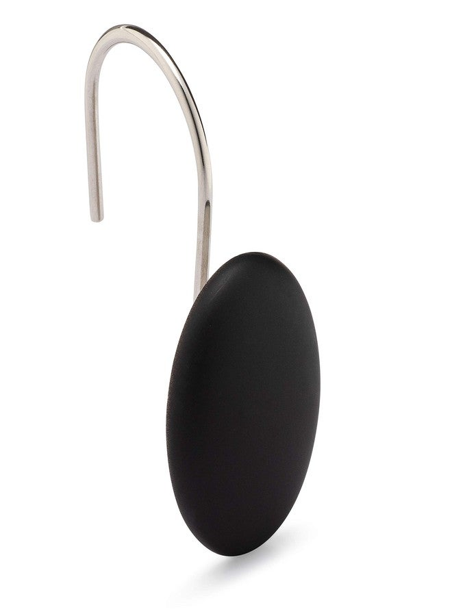 Essentra Home Matte Black 12-Piece Shower Curtain Hooks Set - Matte Black Collection - Image 1