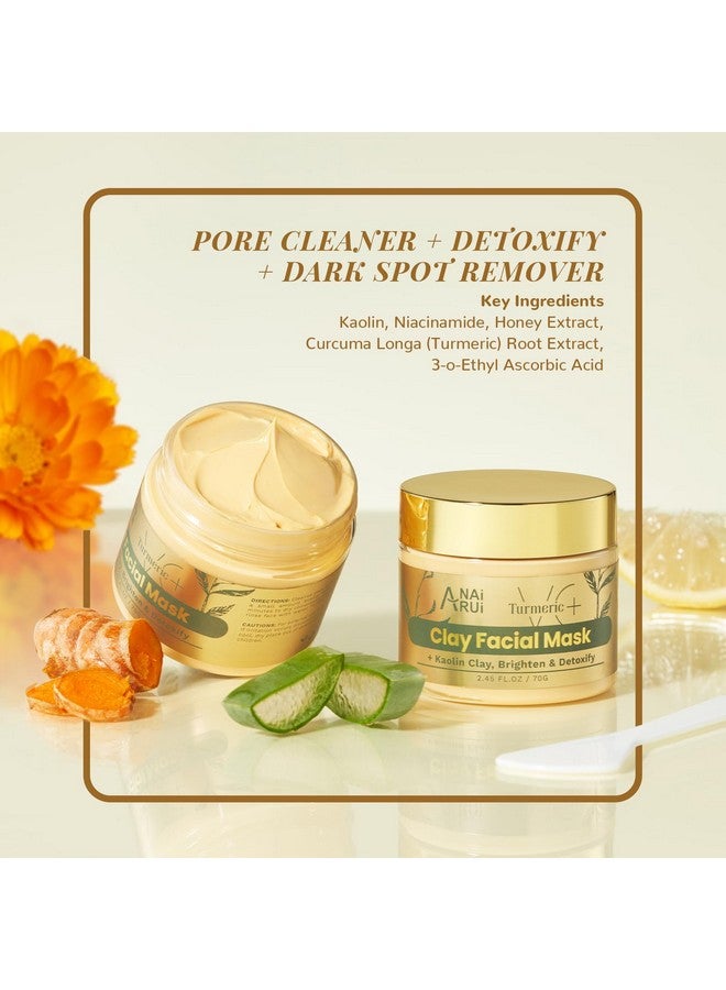 ANAI RUI Facial Skincare Set-Turmeric & Vitamin C Clay Mask For Dark Spot -Turmeric Moisturizing Facial Oil-Turmeric Foaming Face Cleanser, Skincare Gift Set For Reveal Radiant Skin, For All Skin Type - Image 3