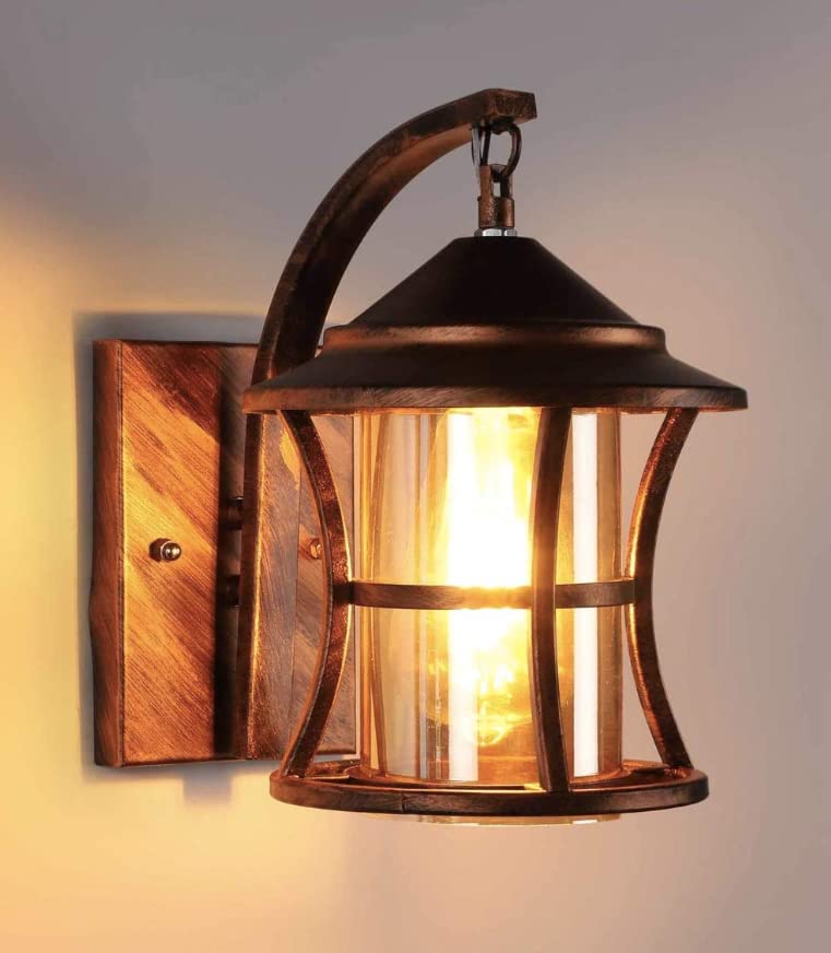 LIODOR 20W Copper Antique Design Metal with Luster Glass Wall Lamp for Living Room (AC,Without Bulb) - Image 1