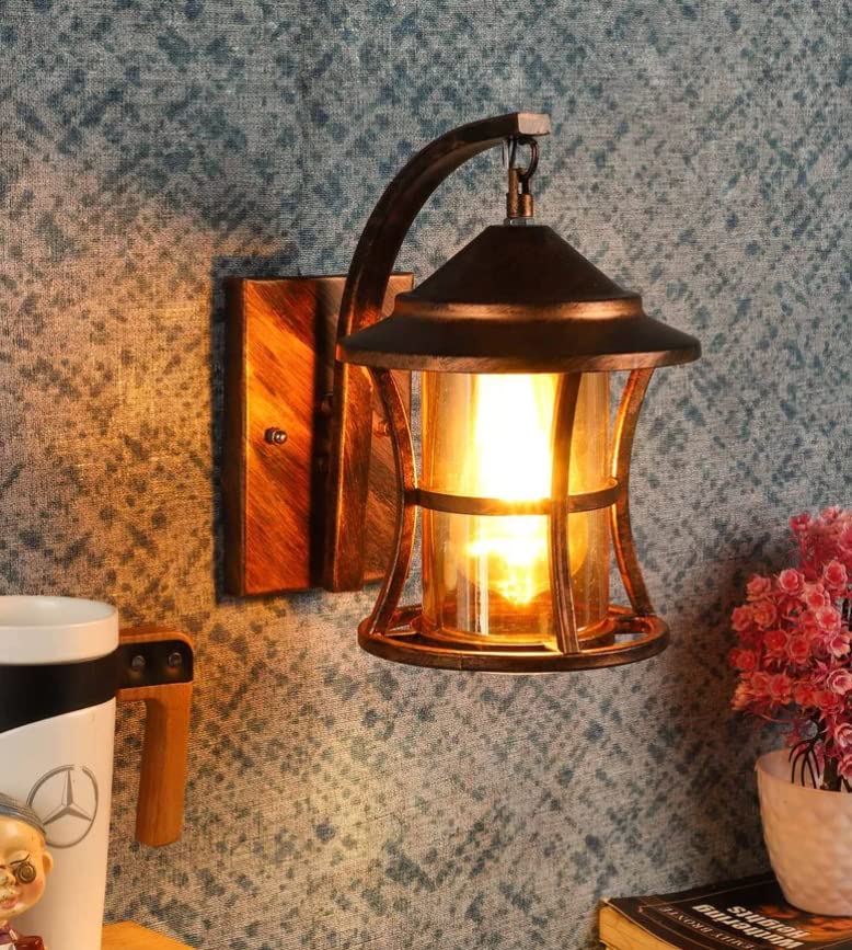 LIODOR 20W Copper Antique Design Metal with Luster Glass Wall Lamp for Living Room (AC,Without Bulb) - Image 5