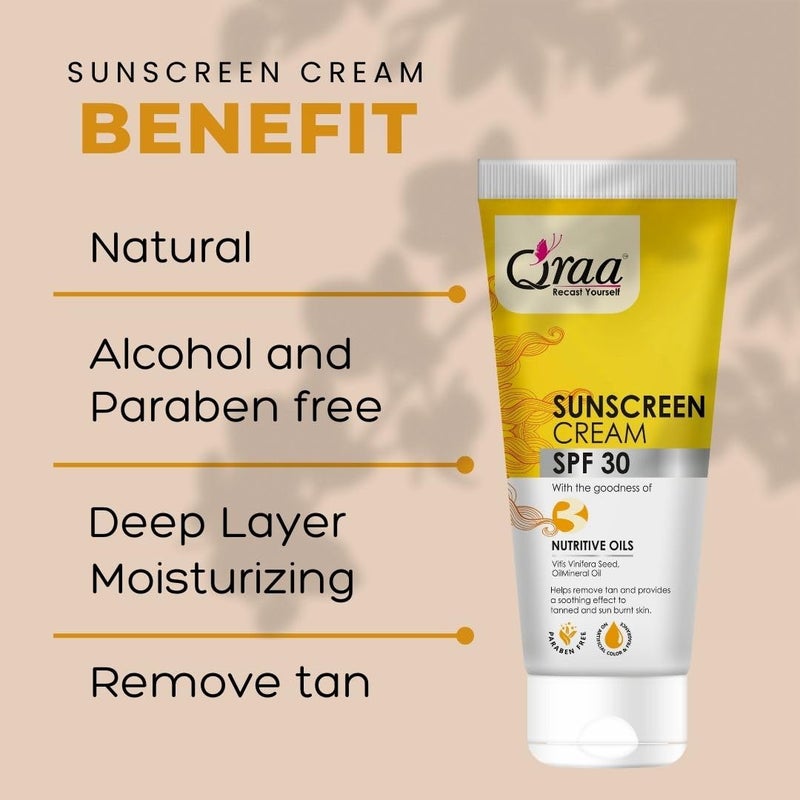 Qraa Sunscreen  SPF 30 PA Sunscreen Cream SPF 30Helps Remove TanHelps in Sun Burn Pack of 3 300gm 3 - Image 3