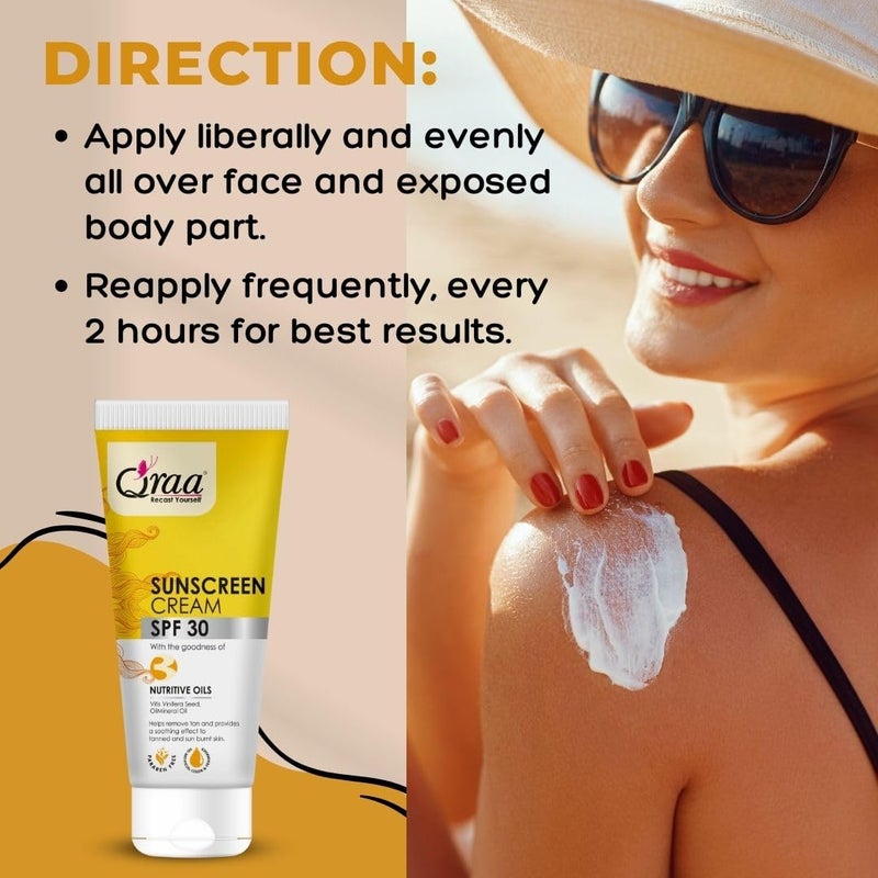 Qraa Sunscreen  SPF 30 PA Sunscreen Cream SPF 30Helps Remove TanHelps in Sun Burn Pack of 3 300gm 3 - Image 5