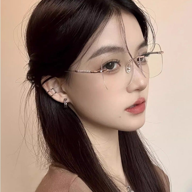 Pochromic Anti-Blue Light Reading Glasses For Men, Style, Pure Desire, Gypsophila, Rimless, Plain Face, Large Frame, Women'S Reading Glasses - Image 5