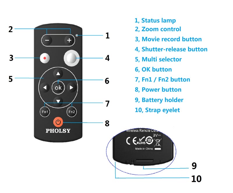 PHOLSY ML-L7 Bluetooth Camera Remote Wireless Shutter Release Control Compatible with Nikon Z30, Z6 II, Z7 II, Z fc, Z50, COOLPIX B600, A1000, P1000, P950 - Image 2