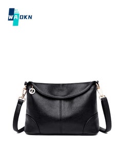 Women's Fashion Shoulder Bag, Ladies Simple and Soft Crossbody Bag Sling Bag Side Bag, Solid Color PU Leather Handbag Gift Bag Carry Bags（Black)