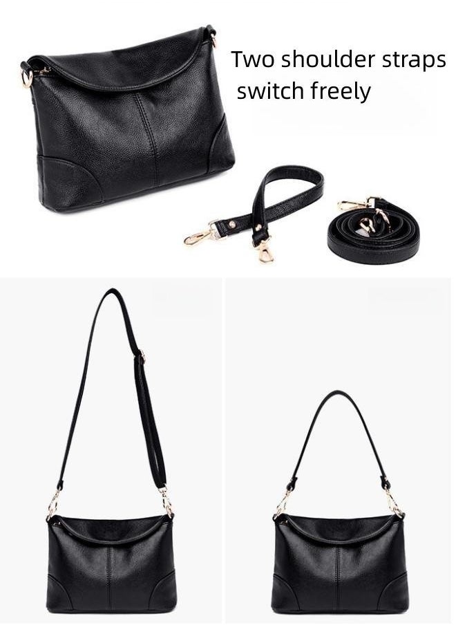 WAOKN - Women's Fashion Shoulder Bag, Ladies Simple and Soft Crossbody Bag Sling Bag Side Bag, Solid Color PU Leather Handbag Gift Bag Carry Bags（Black) - Image 1