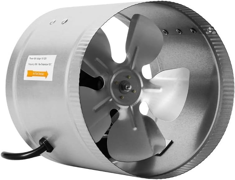I-Power GLFANXBOOSTER8-a 8 Inch 420 CFM Inline Duct Vent Blower Booster Fan for HVAC Exhaust and Intake 5.5' Grounded Power Cord, Low Noise, 8" - Image 1