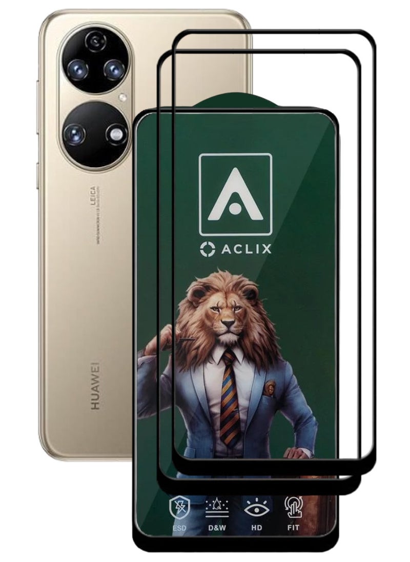 ACLIX 2 Pieces Antistatic ESD Dustproof Premium Quality High Definition Tempered Glass Screen Protector Designed For Huawei P50 - Image 1