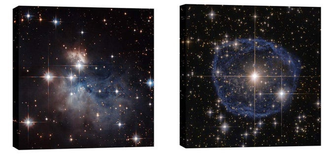 STELLAR FINGERPRINT SERIES HUBBLE SPACE TELESCOPE DIPTYCH CANVAS WALL ART 12 X 12 SET OF 2