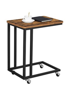Chulovs End Table, C Shaped TV Tray with Metal Frame Rolling Casters, Industrial Side Table for Living Room Bedroom,Rustic Brown and Black  - Image 5