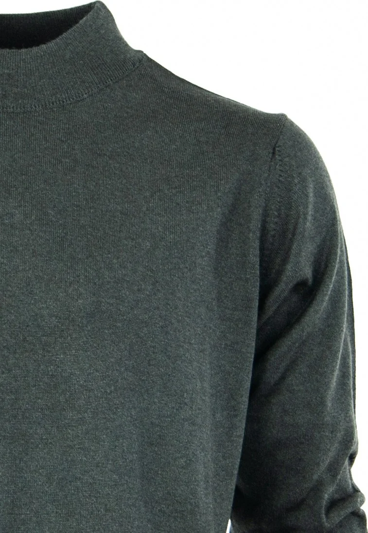Oppland Men's Long Sleeve Half Turtleneck Classic Model Comfortable Cut Full Pattern Wool Woven Sweater