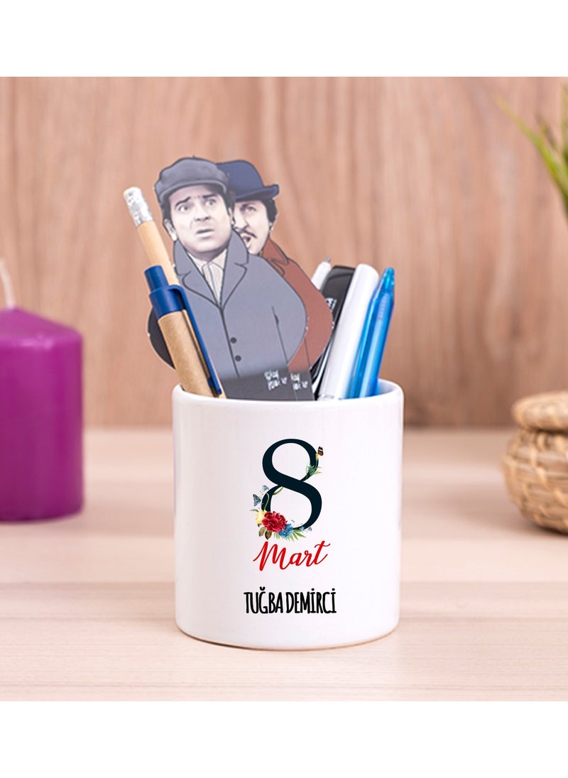 Hediye Dükkanı Gift Shop Personalized Ceramic Pencil Holder for Women's Day 