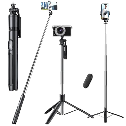 Blushinsta S15 Selfie Stick Tripod Stand 360 Degree, Extendable Upto 62 inch Long Selfie Stick with 6 Section Stable Base for Mobile/GoPro/Camera, Photoshoot Perfect for Vlogging & Meetings - Image 1