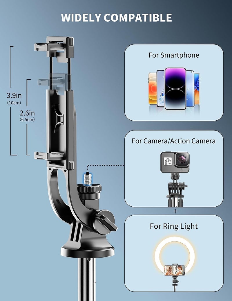 Blushinsta S15 Selfie Stick Tripod Stand 360 Degree, Extendable Upto 62 inch Long Selfie Stick with 6 Section Stable Base for Mobile/GoPro/Camera, Photoshoot Perfect for Vlogging & Meetings - Image 4