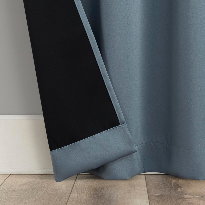 Sun Zero Belize 2-Pack Magnetic Closure Pleated Look Theater Grade 100% Total Blackout Back Tab Curtain Panel Pair, Denim Blue, 52" W x 84" L (2 Panels) - Image 5