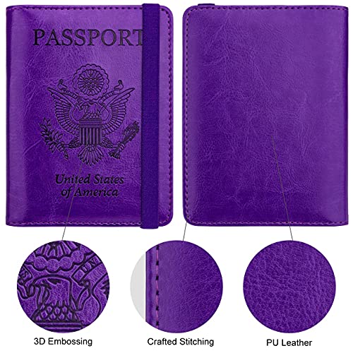 WALNEW Passport Holder for Travel, RFID Passport Cover Wallet for Women Men, PU Leather Passport Book Card Holder Case with Pen, Travelling Essentials for Flying - Image 4