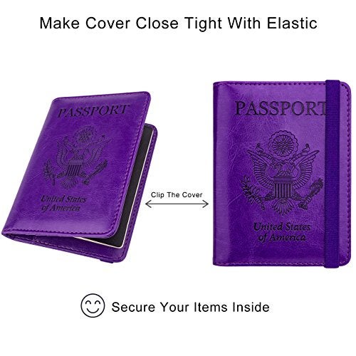 WALNEW Passport Holder for Travel, RFID Passport Cover Wallet for Women Men, PU Leather Passport Book Card Holder Case with Pen, Travelling Essentials for Flying - Image 5